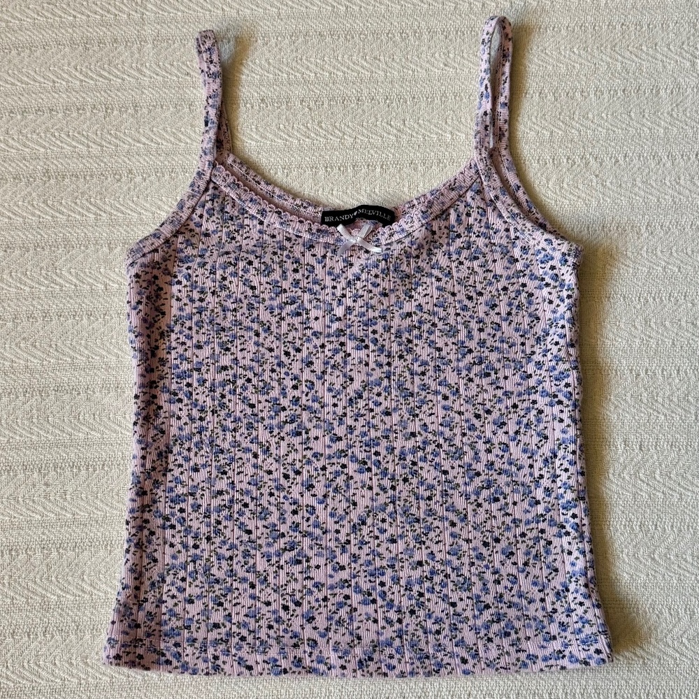 Brandy Melville Skylar Tank, Pink Purple Floral